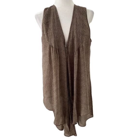 CAbi #365 Sheer Printed Caridgan Vest Chiffon Lagenlook Sleeveless M - Picture 1 of 14